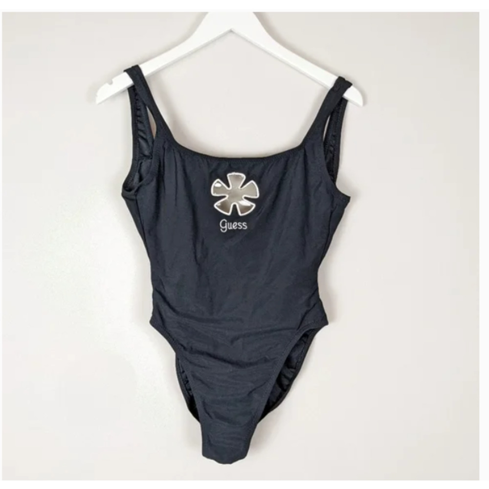 Guess Black One-Piece Swimsuit with Silver Logo